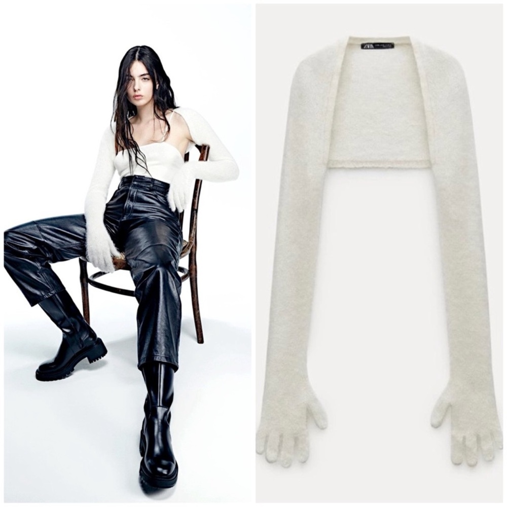 NWOT ZARA ALPACA BLEND GLOVED BOLERO LIMITED EDITION
Ecru | 5755/156
Year 2023